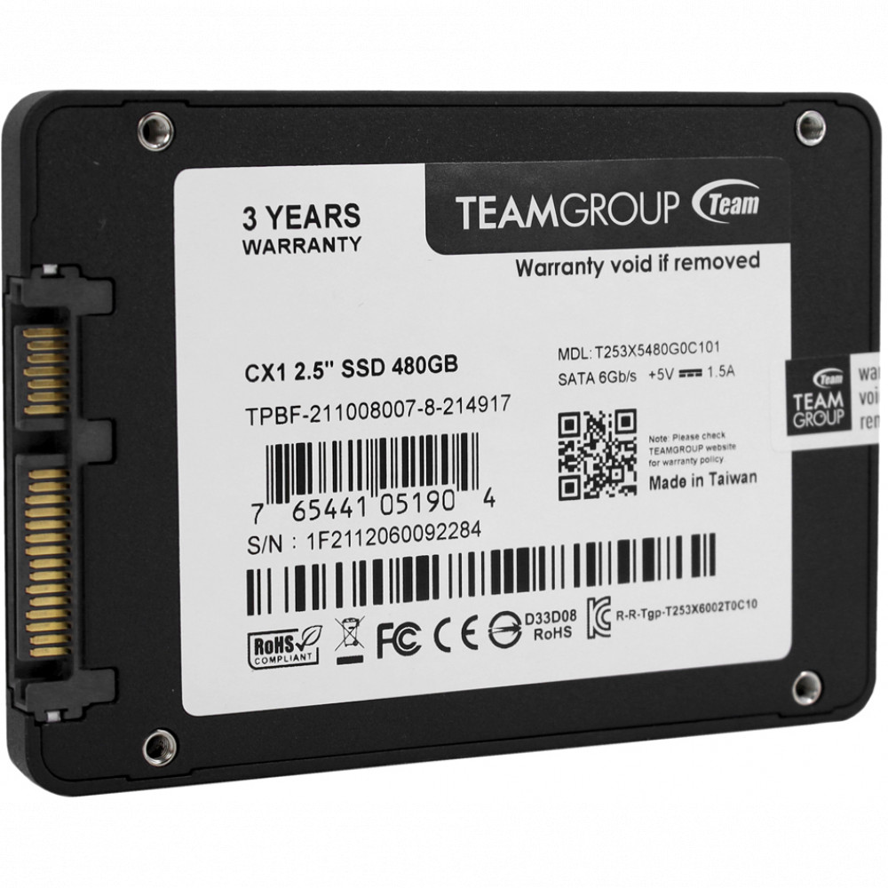 Жесткий диск Team Group CX1 T253X5480G0C101 SSD (твердотельные), 480 ГБ, 2.5 дюйма, SATA - миниатюра 4