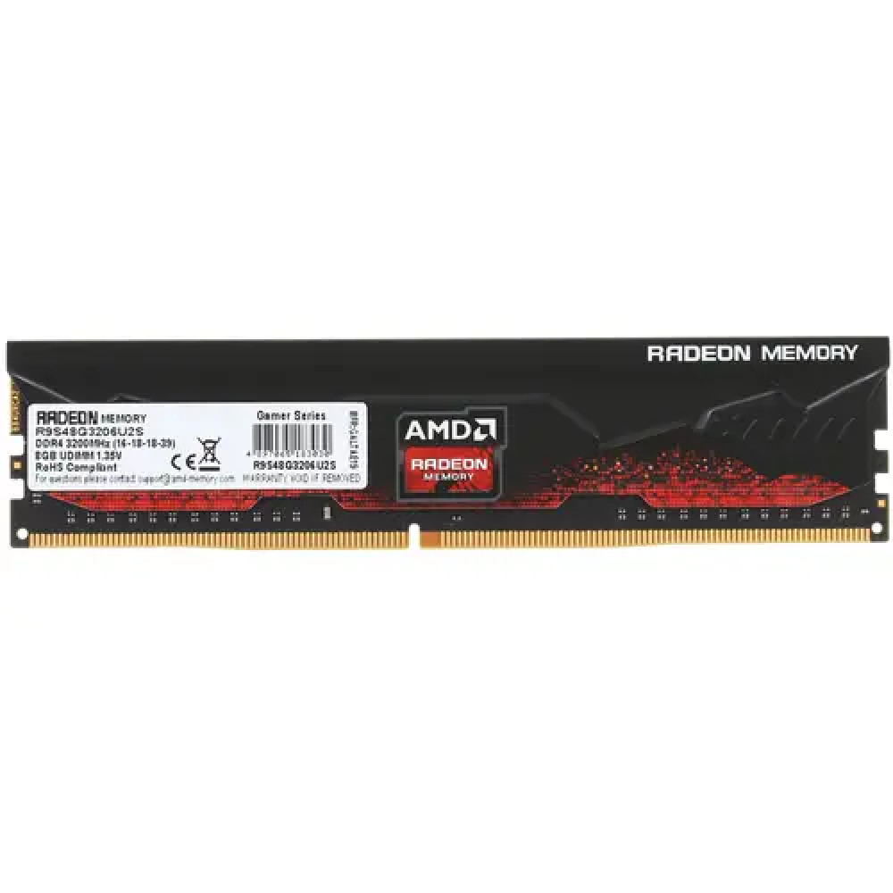 ОЗУ AMD R9 Gamers Series Black Gaming Memory R9S48G3206U2S DIMM, DDR4, 8 Гб, 3200 МГц - миниатюра 4