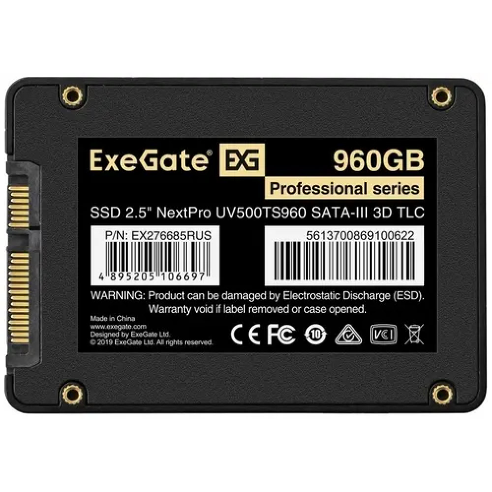 Жесткий диск ExeGate NextPro UV500TS960 EX276685RUS SSD (твердотельные), 960 ГБ, 2.5 дюйма, SATA - миниатюра 5