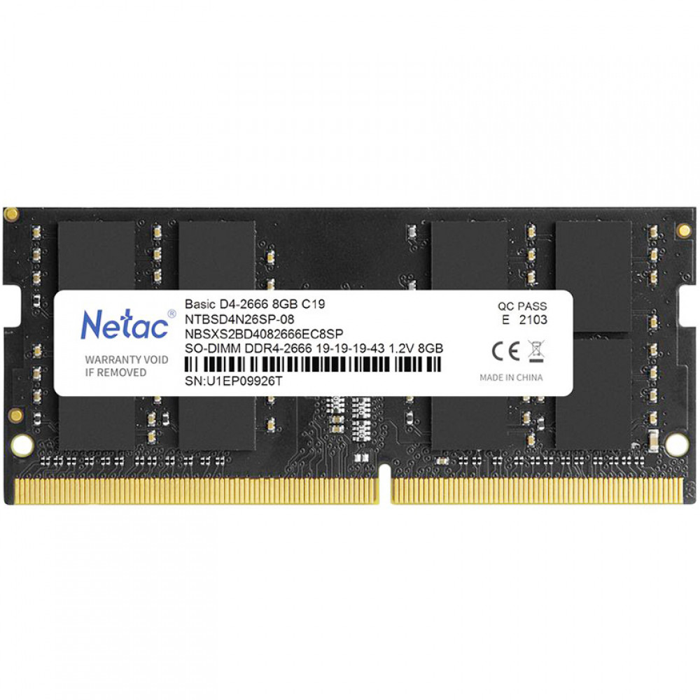 ОЗУ Netac Basic NTBSD4N32SP-08 SO-DIMM, DDR4, 8 Гб, 3200 МГц - миниатюра 2