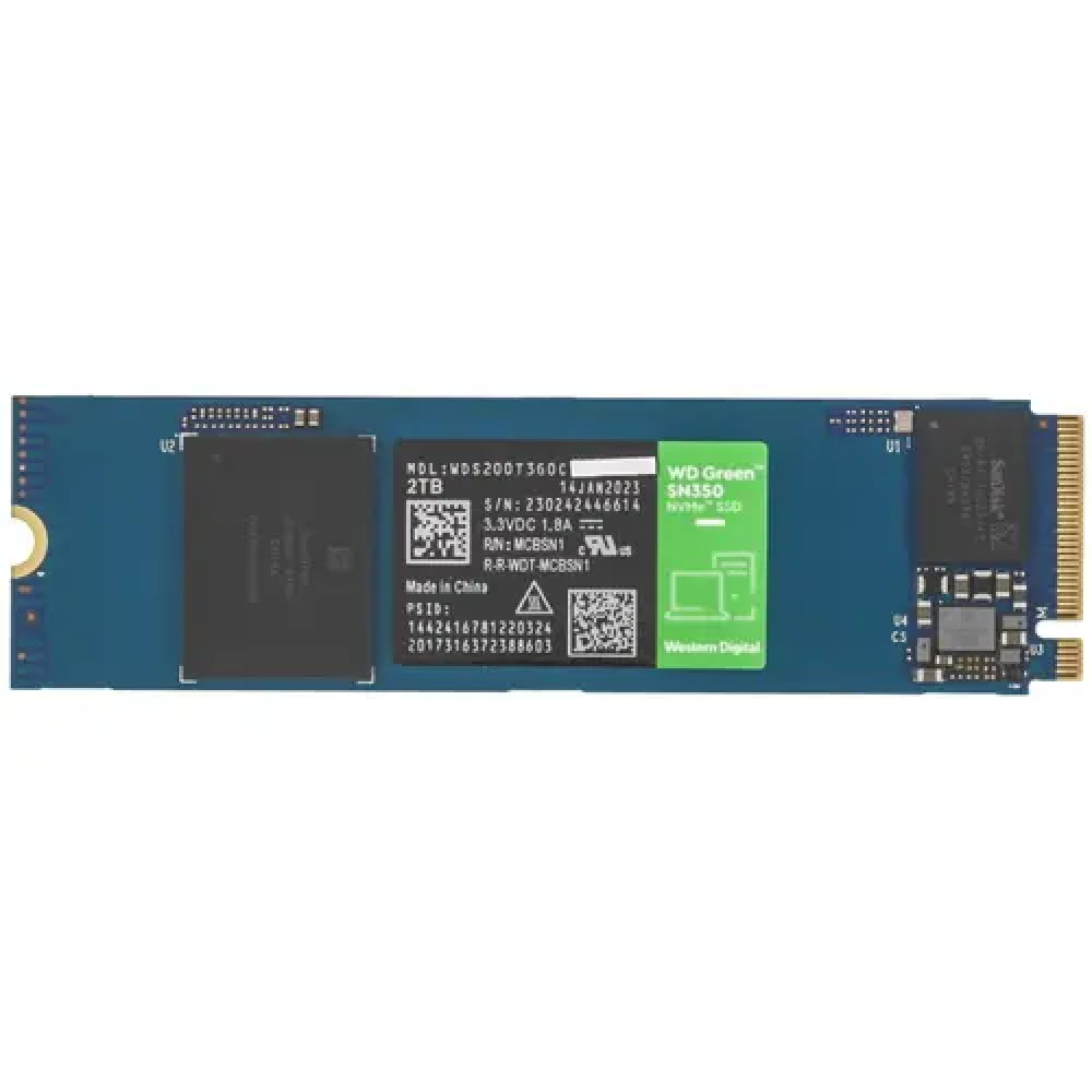 Жесткий диск Western Digital Green SN350 WDS200T3G0C SSD (твердотельные), 2 ТБ, M.2, PCIe - миниатюра 3