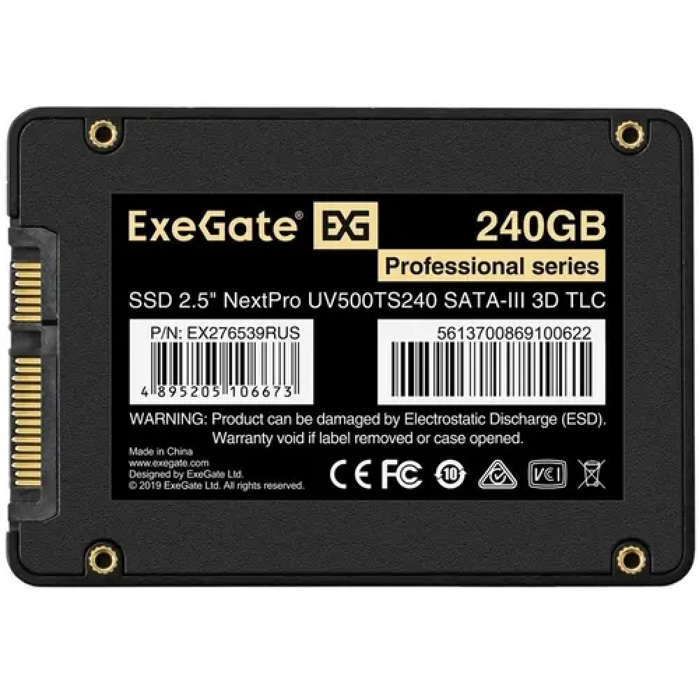 Жесткий диск ExeGate NextPro UV500TS240 EX276539RUS SSD (твердотельные), 240 ГБ, 2.5 дюйма, SATA - миниатюра 5