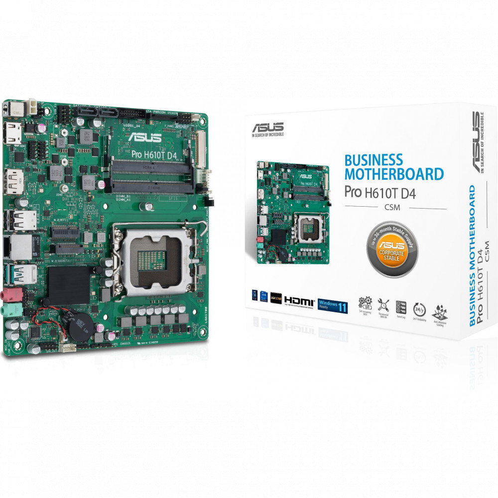Материнская плата Asus PRO H610T D4-CSM Mini-ATX, LGA 1700 - миниатюра 12