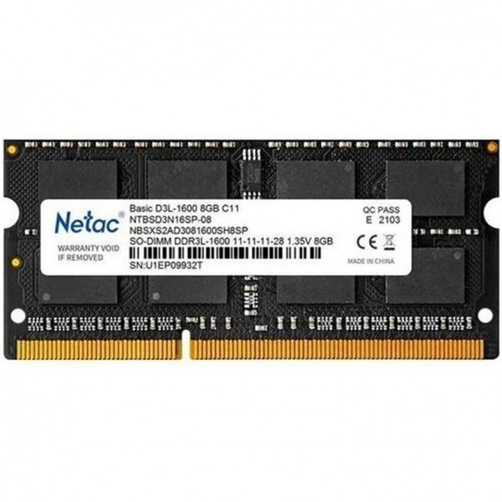 ОЗУ Netac Basic NTBSD3N16SP-08 SO-DIMM, DDR3, 8 Гб, 1600 МГц - миниатюра 2