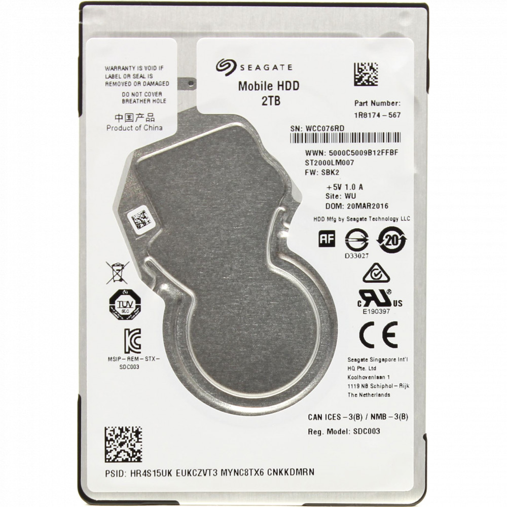 Жесткий диск Seagate BarraCuda ST2000LM007 HDD (классические), 2 ТБ, 2.5 дюйма, SATA - миниатюра 2