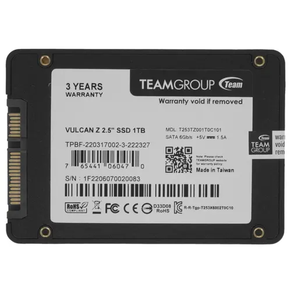 Жесткий диск Team Group T-FORCE VULKAN Z T253TZ001T0C101 SSD (твердотельные), 1 ТБ, 2.5 дюйма, SATA - миниатюра 5
