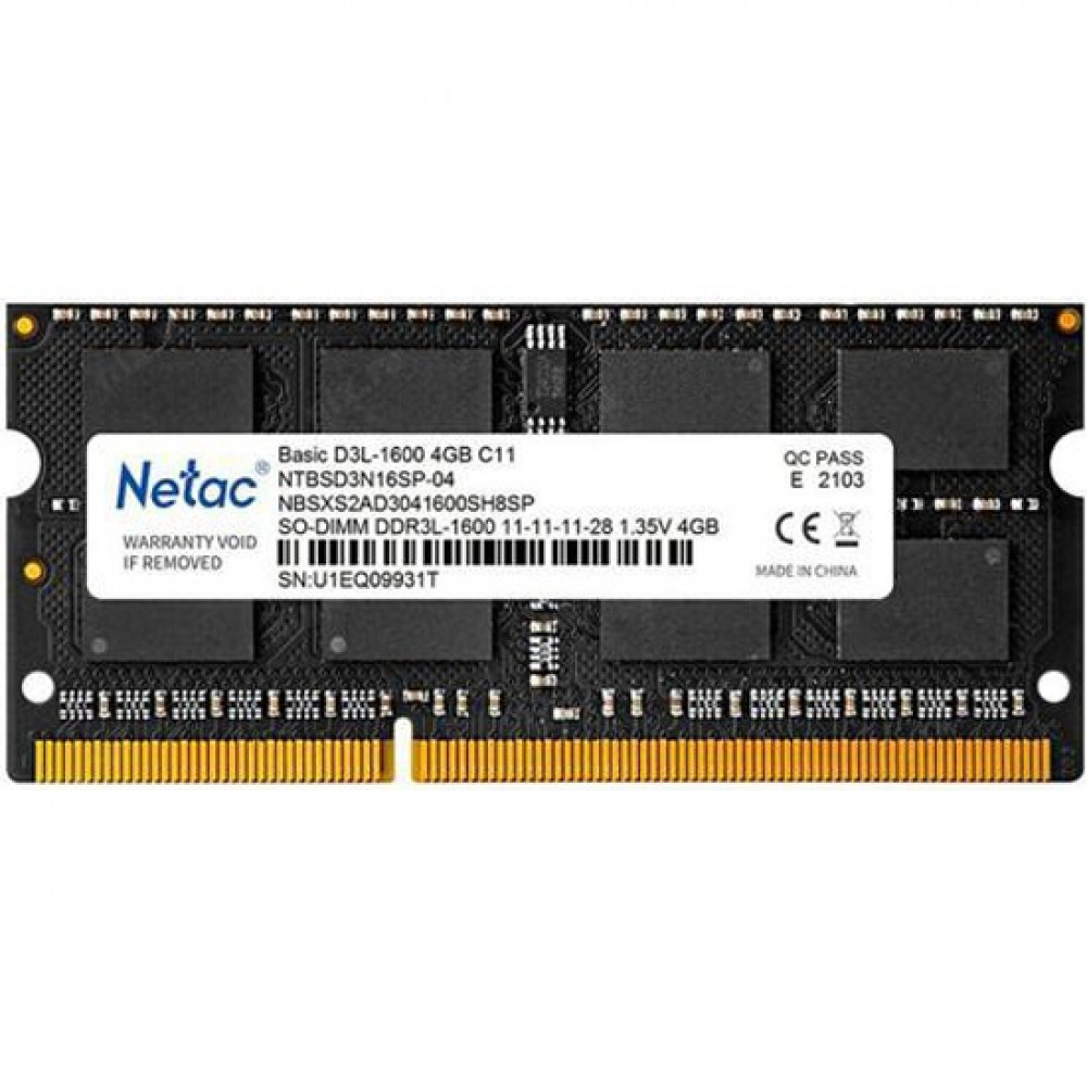 ОЗУ Netac NTBSD3N16SP-04 SO-DIMM, DDR3, 4 Гб, 1600 МГц - миниатюра 2