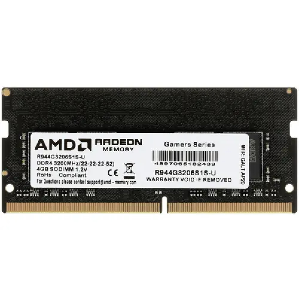 ОЗУ AMD Radeon R9 [R944G3206S1S-U] SO-DIMM, DDR4, 4 Гб, 3200 МГц - миниатюра 5