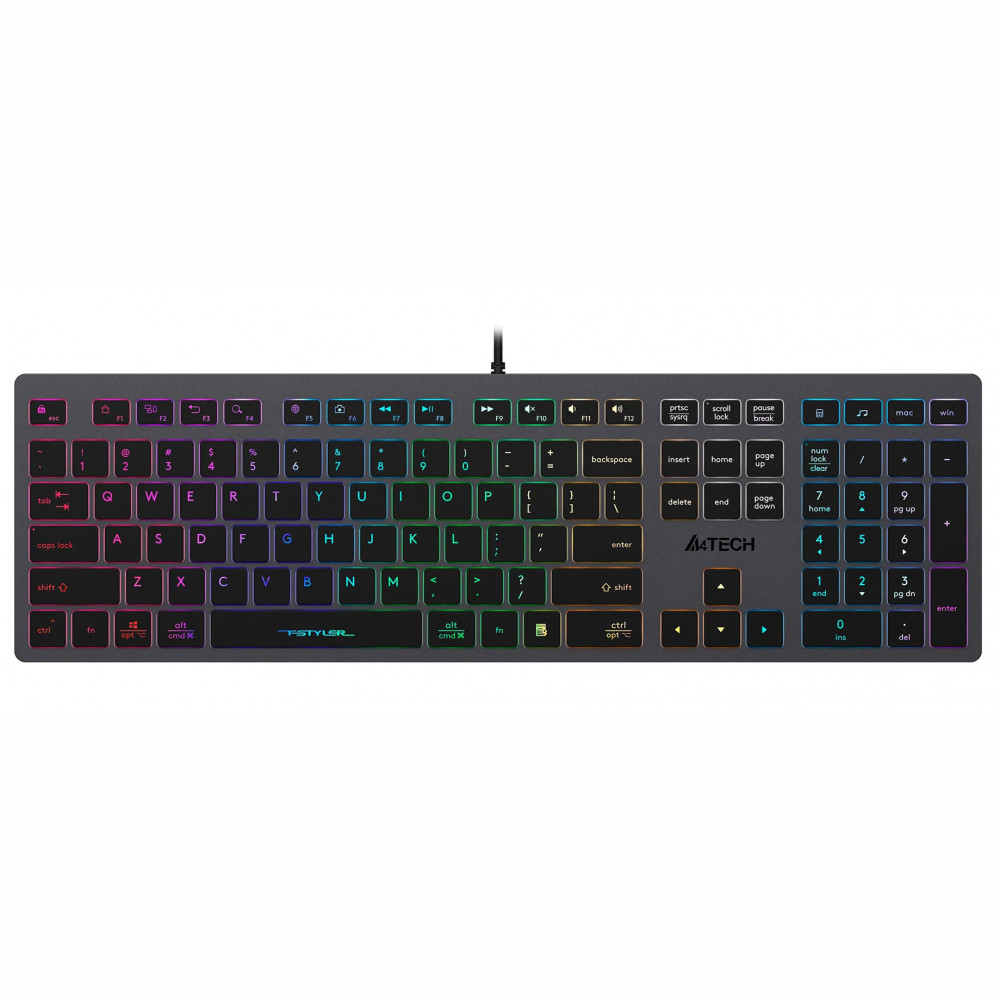 Клавиатура A4Tech Fstyler FX60 FX60 GREY / NEON Проводная, USB - миниатюра 2