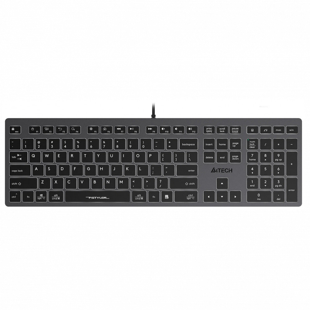 Клавиатура A4Tech FX60H GREY/WHITE Проводная, USB - миниатюра 2