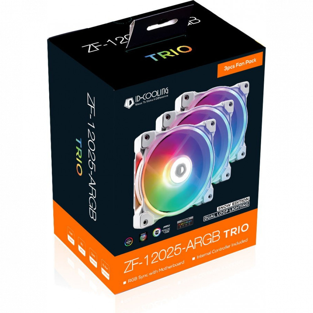 Система охлаждения ID-Cooling ID-FAN-ZF-12025-ARGB-TRIO-SNOW Для системного блока - миниатюра 10