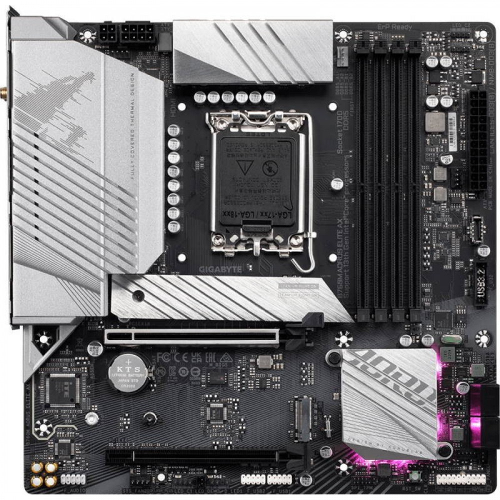 Материнская плата Gigabyte B760M AORUS ELITE AX Micro-ATX, LGA 1700 - миниатюра 8