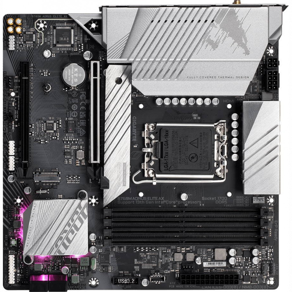 Материнская плата Gigabyte B760M AORUS ELITE AX Micro-ATX, LGA 1700 - миниатюра 10