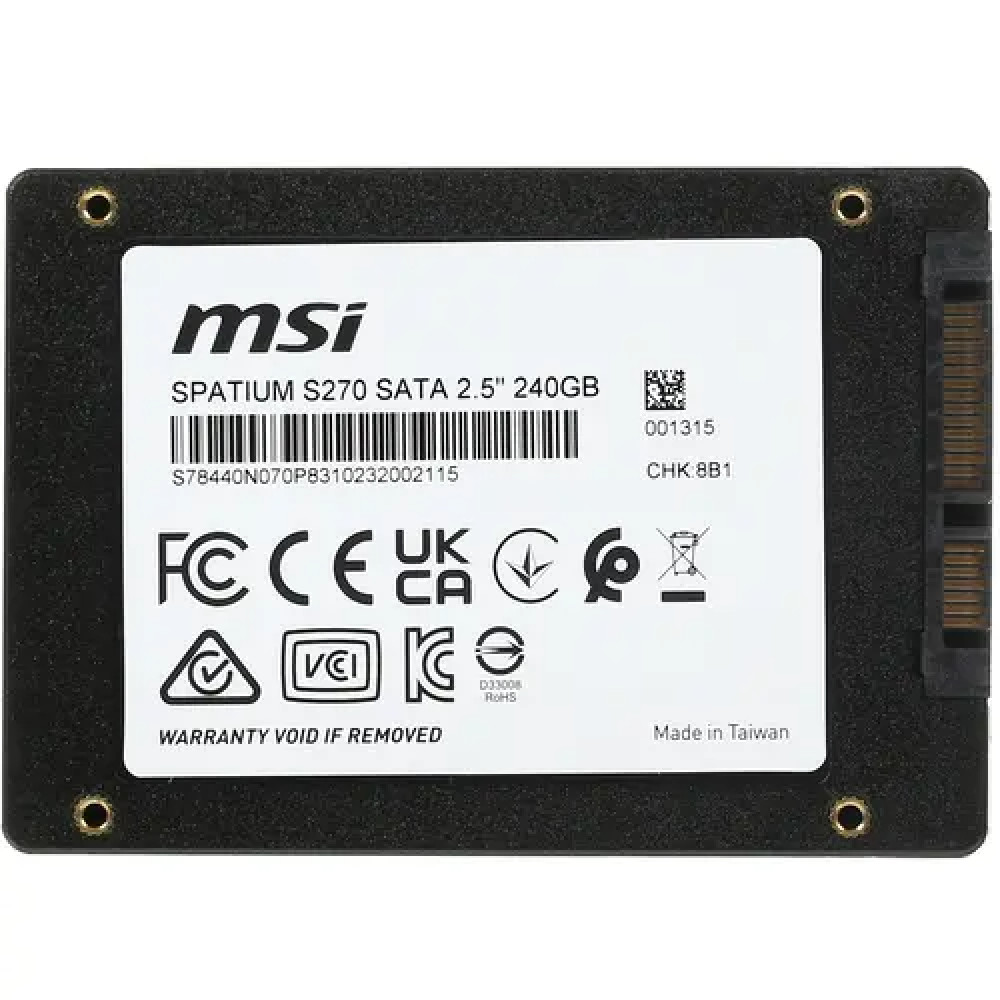 Жесткий диск MSI SPATIUM S270 S78-440N070-P83 SSD (твердотельные), 240 ГБ, 2.5 дюйма, SATA - миниатюра 5