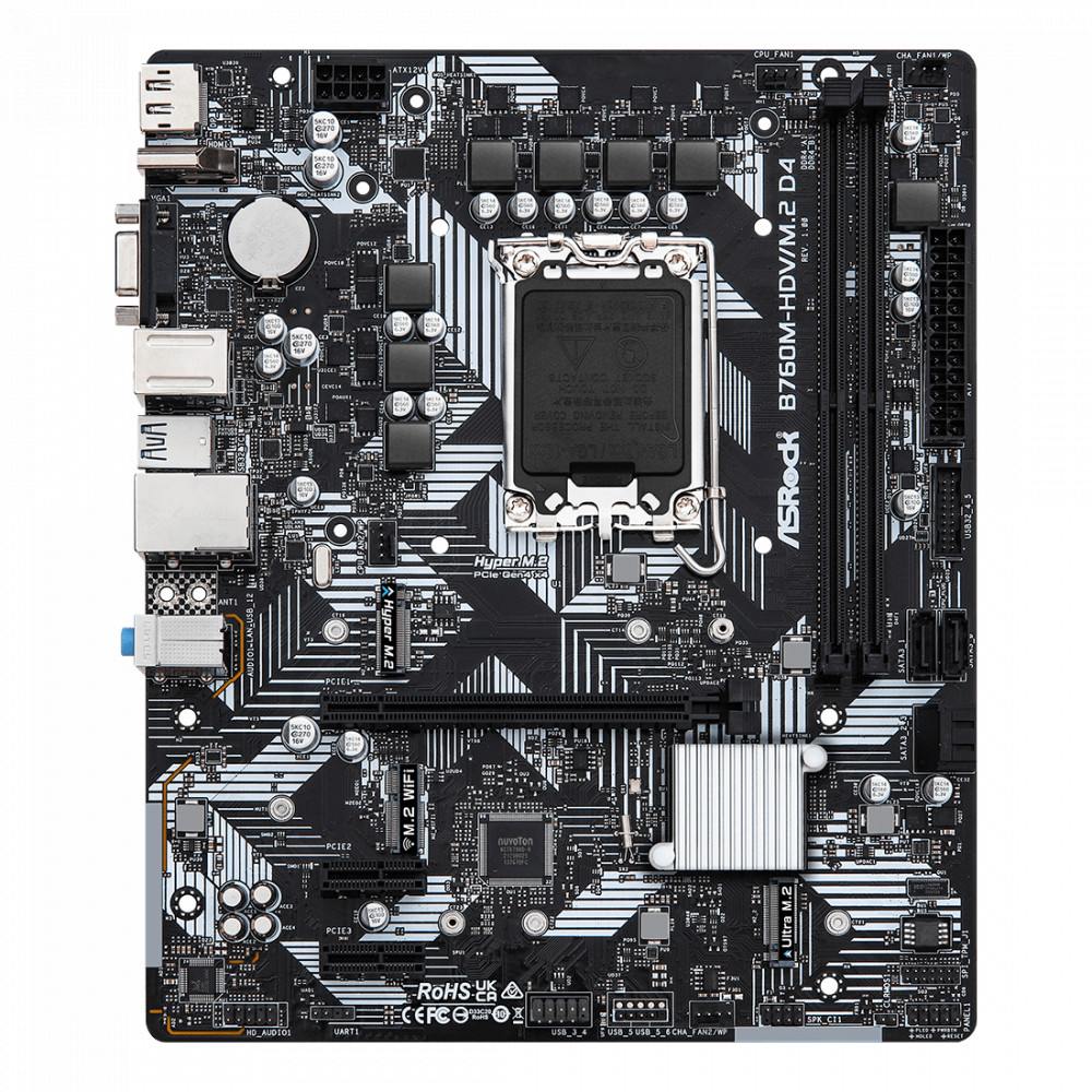Материнская плата ASRock B760M-HDV/M.2 D4 Micro-ATX, LGA 1700 - миниатюра 6