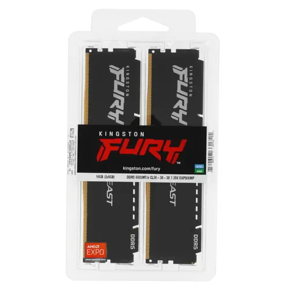 ОЗУ Kingston FURY Beast Black KF560C36BBEK2-16 DIMM, DDR5, 16 Гб (2 х 8 Гб), 6000 МГц - миниатюра 6