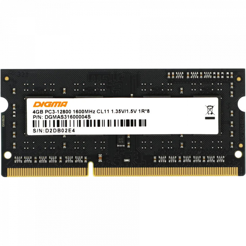 ОЗУ Digma DGMAS31600004S DDR3L SO-DIMM, DDR3, 4 Гб, 1600 МГц - миниатюра 3