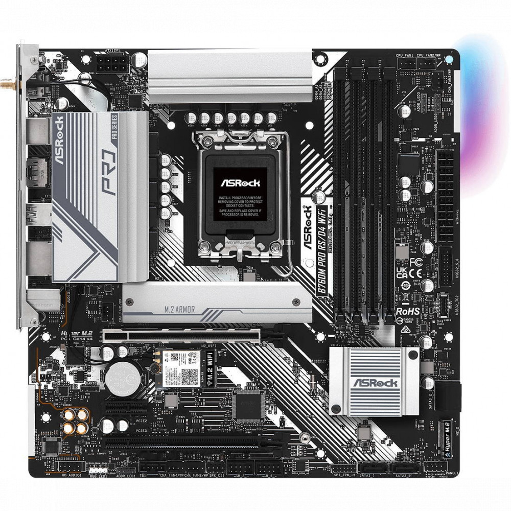 Материнская плата ASRock B760M Pro RS/D4 WiFi 90-MXBKZ0-A0UAYZ Micro-ATX, LGA 1700 - миниатюра 6