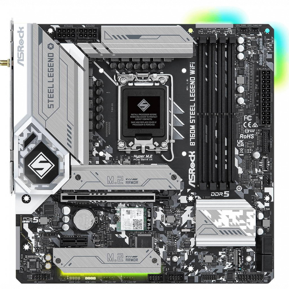 Материнская плата ASRock B760M STEEL LEGEND WIFI Micro-ATX, LGA 1700 - миниатюра 8