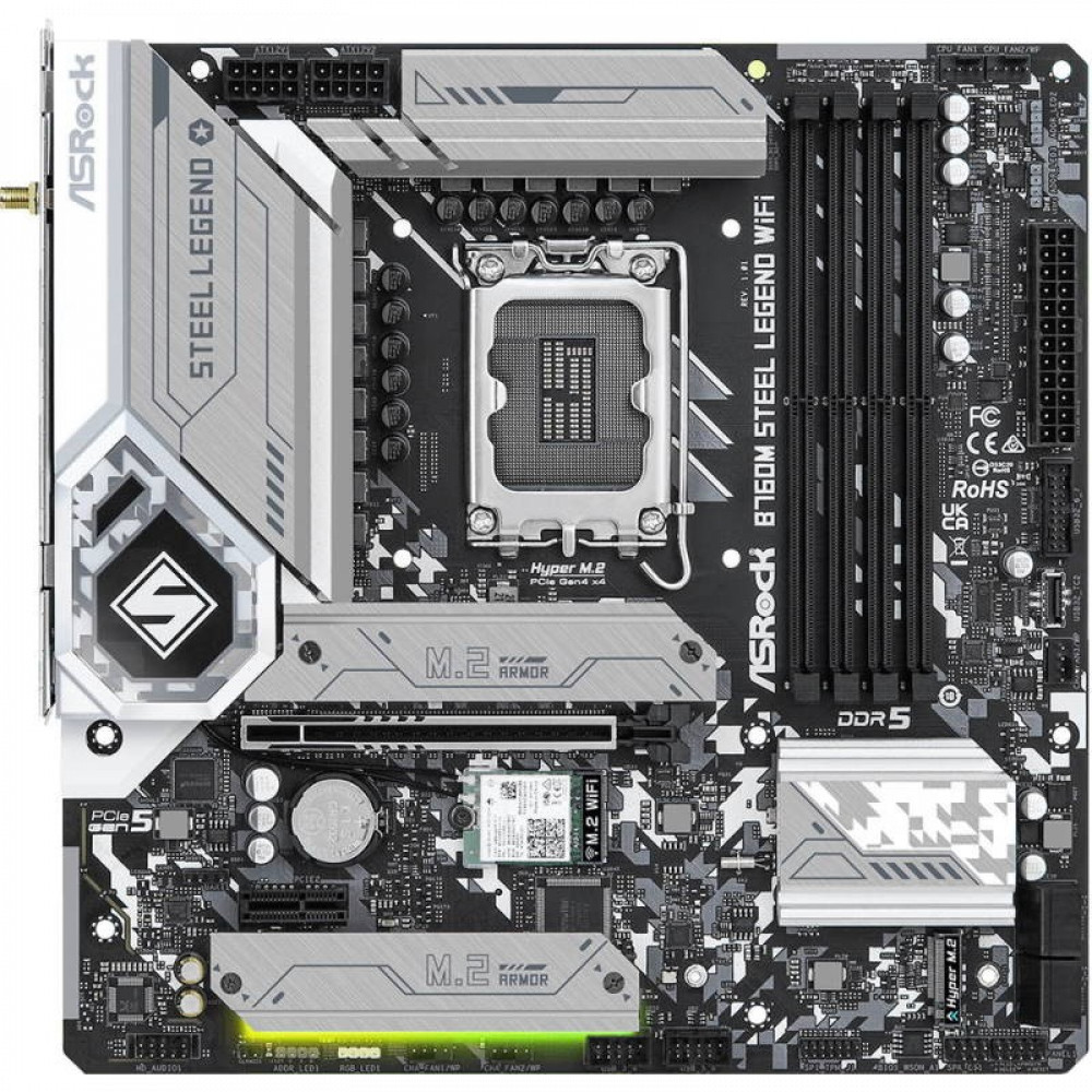 Материнская плата ASRock B760M STEEL LEGEND WIFI Micro-ATX, LGA 1700 - миниатюра 9