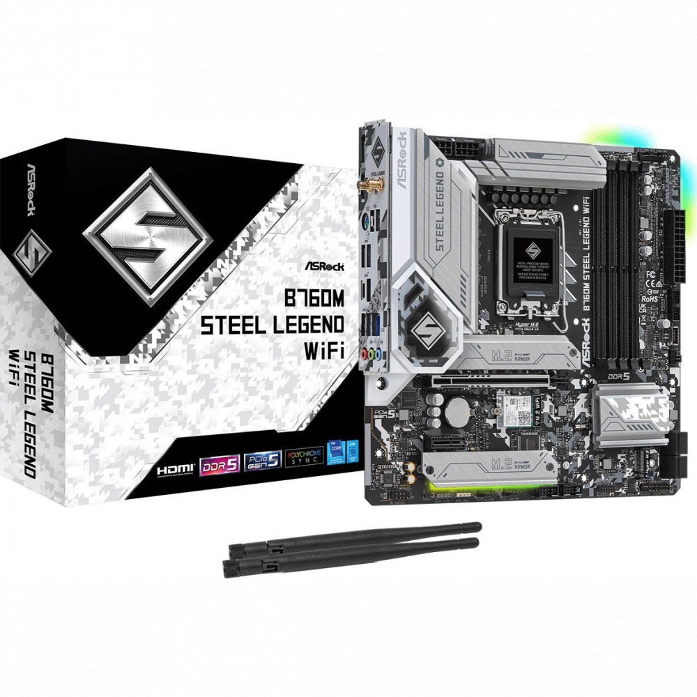 Материнская плата ASRock B760M STEEL LEGEND WIFI Micro-ATX, LGA 1700 - миниатюра 12