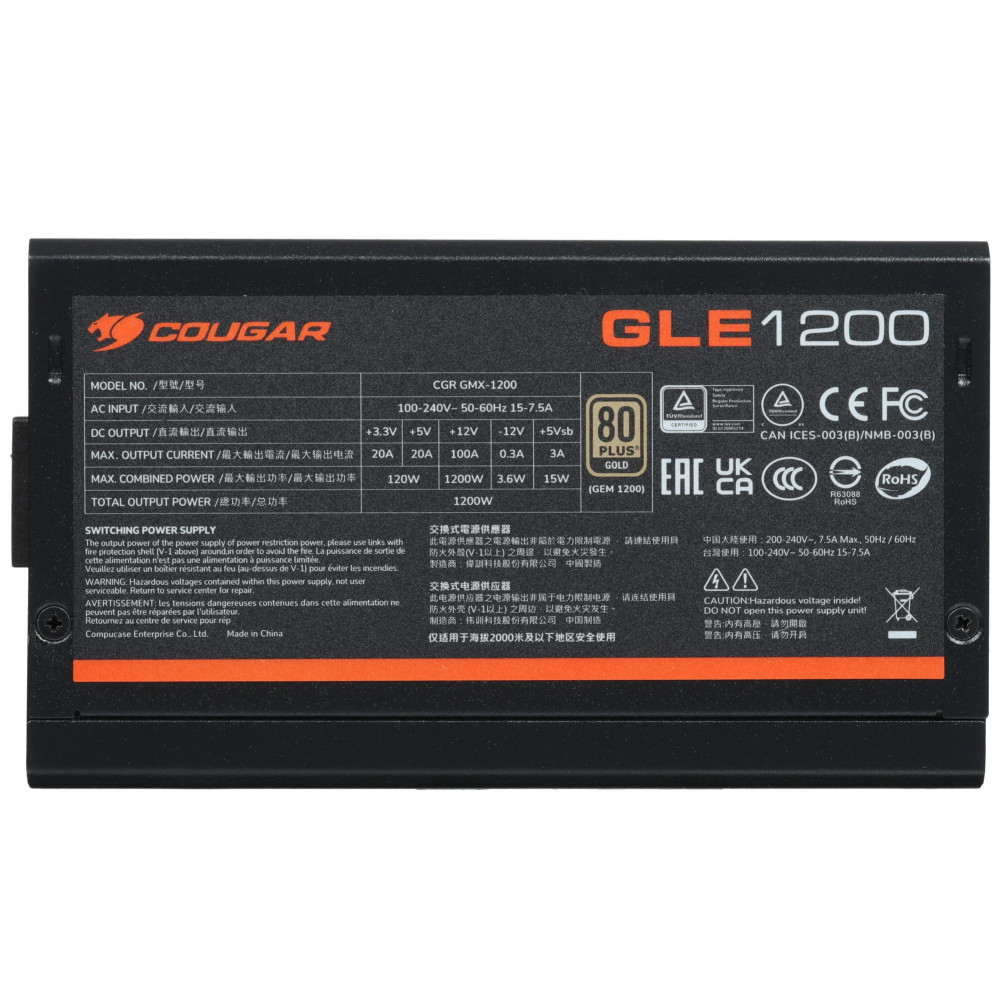Блок питания Cougar GLE 1200 CGR GMX-1200 1200 Вт - миниатюра 9