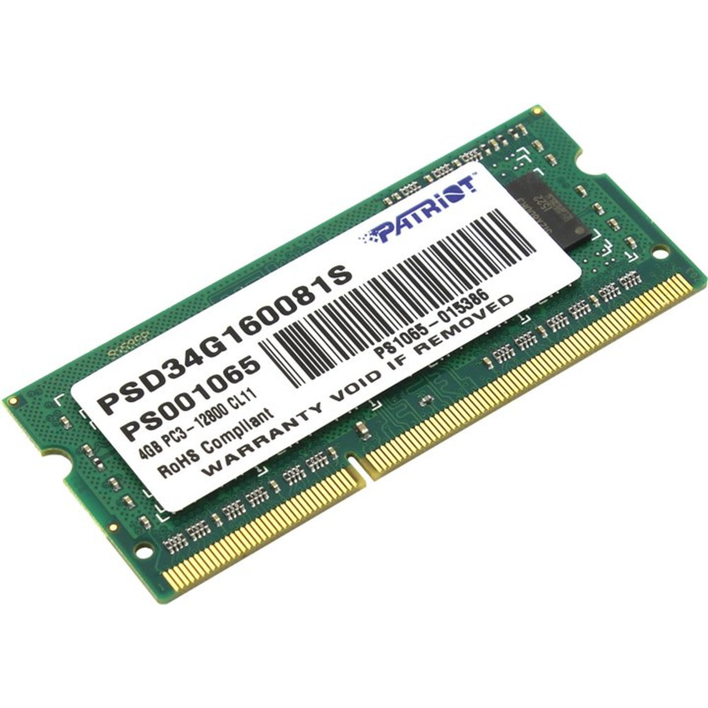 ОЗУ Crucial 4GB PC12800 DDR3 PSD34G160081S SO-DIMM, DDR3, 4 Гб, 1600 МГц - миниатюра 2