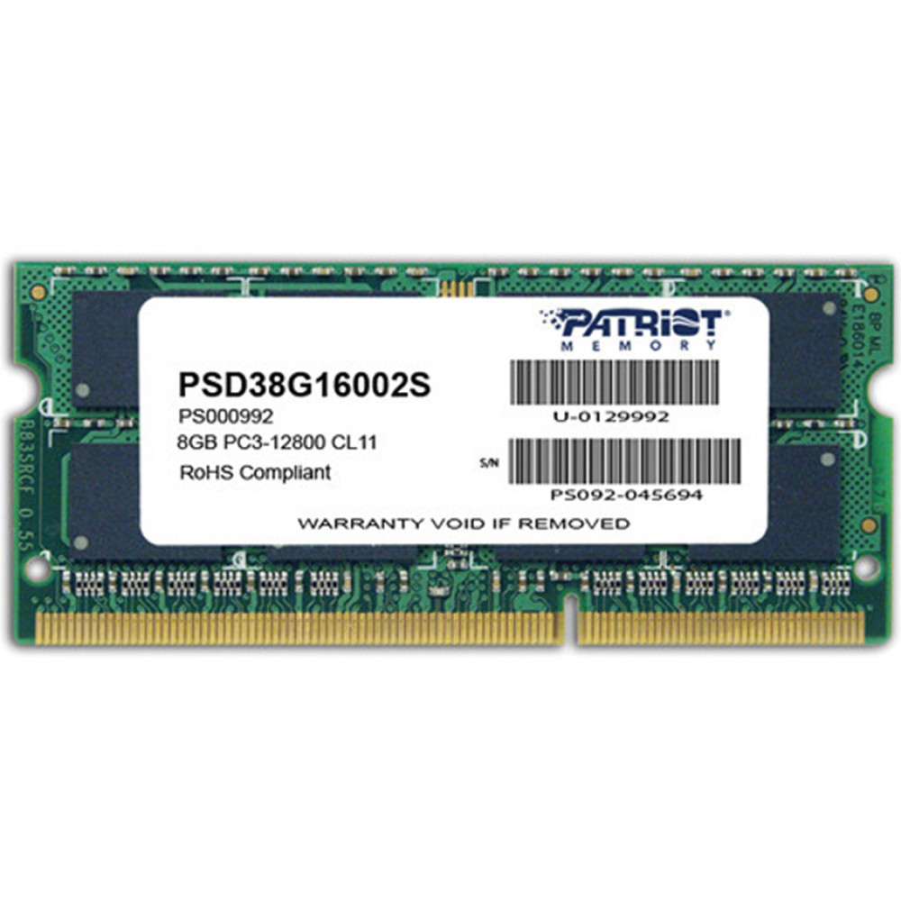 ОЗУ Patriot 8 Гб PSD38G16002S SO-DIMM, DDR3, 8 Гб, 1600 МГц - миниатюра 4