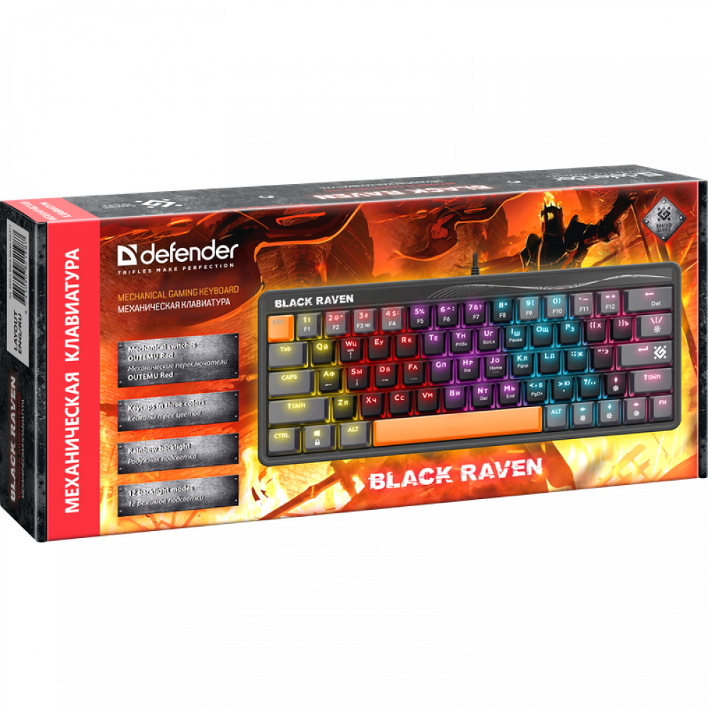 Клавиатура Defender Black Raven GK-417 Black 45417 Проводная, USB - миниатюра 5