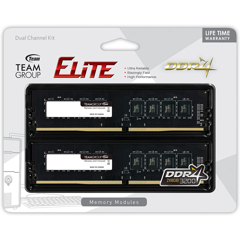 ОЗУ Team Group ELITE TED416G3200C22DC01 DIMM, DDR4, 16 Гб (2 х 8 Гб), 3200 МГц - миниатюра 4