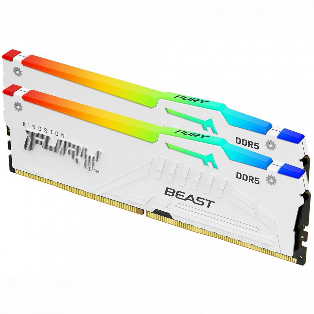 ОЗУ Kingston Fury Beast White RGB KF552C40BWAK2-32 DIMM, DDR5, 32 Гб (2 х 16 Гб), 5200 МГц - миниатюра 7