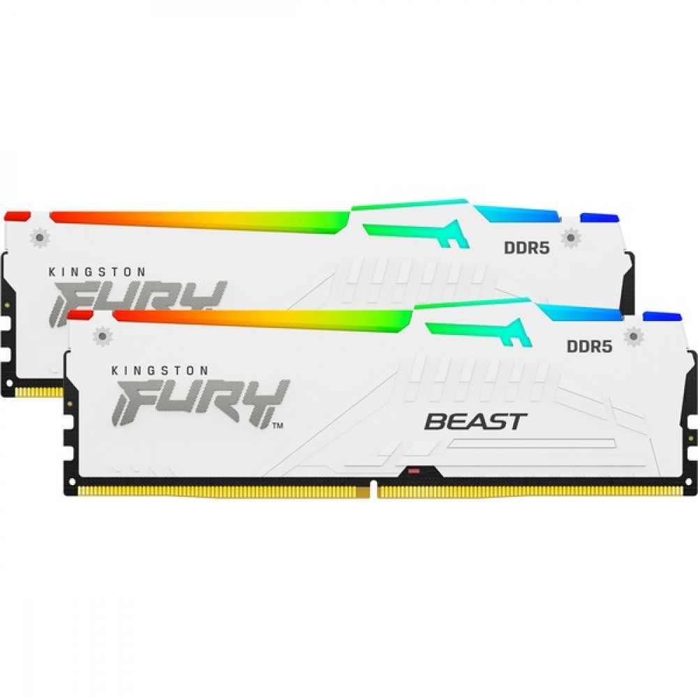ОЗУ Kingston Fury Beast White RGB KF552C40BWAK2-32 DIMM, DDR5, 32 Гб (2 х 16 Гб), 5200 МГц - миниатюра 6