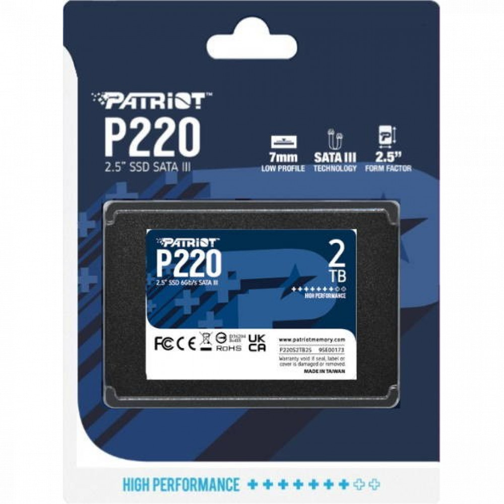 Жесткий диск Patriot P220 P220S2TB25 SSD (твердотельные), 2 ТБ, 2.5 дюйма, SATA - миниатюра 8