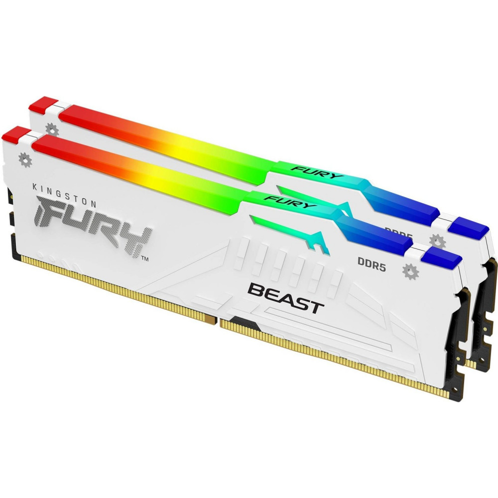 ОЗУ Kingston Fury Beast White RGB KF556C40BWAK2-32 DIMM, DDR5, 32 Гб (2 х 16 Гб), 5600 МГц - миниатюра 6