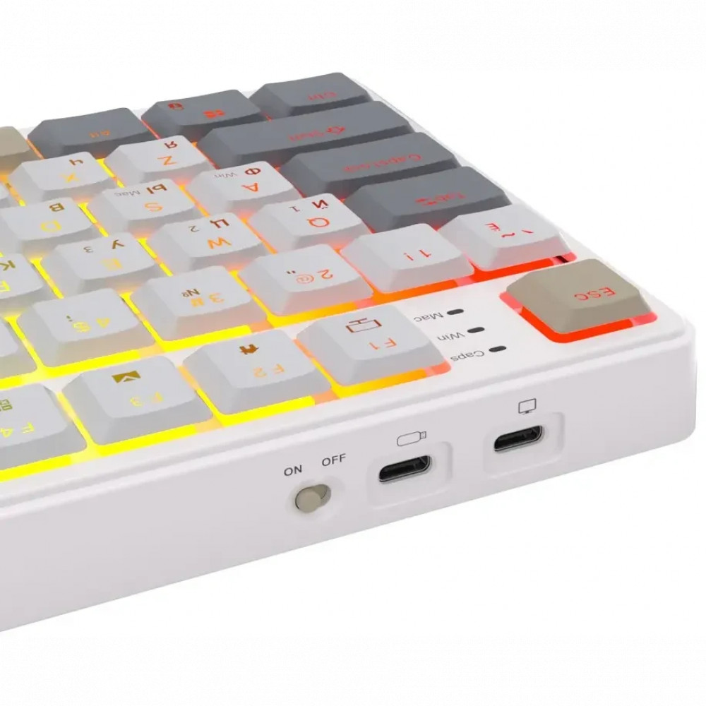 Клавиатура Royal Kludge N80 Pearly Dawn (Brown Switch) 6977576550670 Беспроводная, Bluetooth - миниатюра 14
