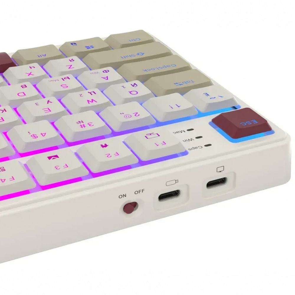 Клавиатура Royal Kludge N80 Rosy Clouds (Brown Switch) 6977576550687 Беспроводная, Bluetooth - миниатюра 14