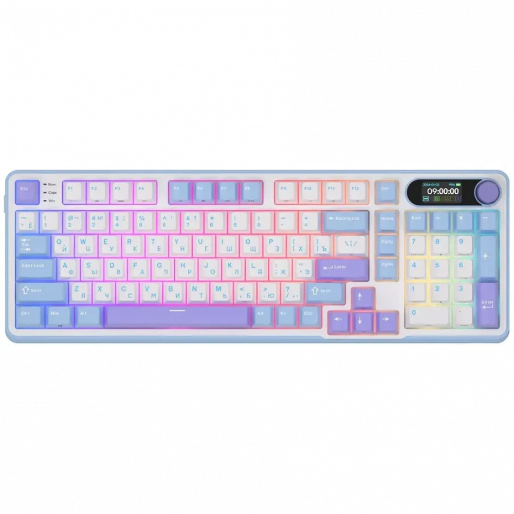 Клавиатура Royal Kludge RK-S98 Taro Milk (Brown Switch) 6977576550625 Беспроводная, Bluetooth - миниатюра 10