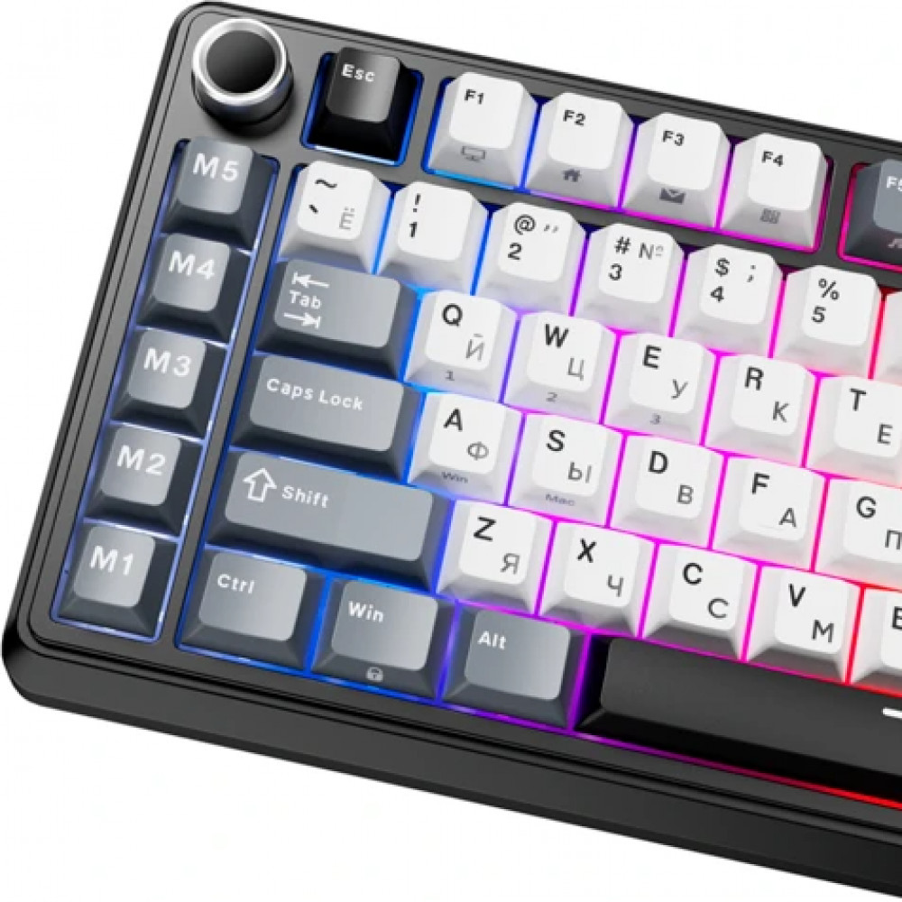 Клавиатура Royal Kludge L75 Knight Black (Beige Switch) 6935280827082 Беспроводная, Bluetooth - миниатюра 15