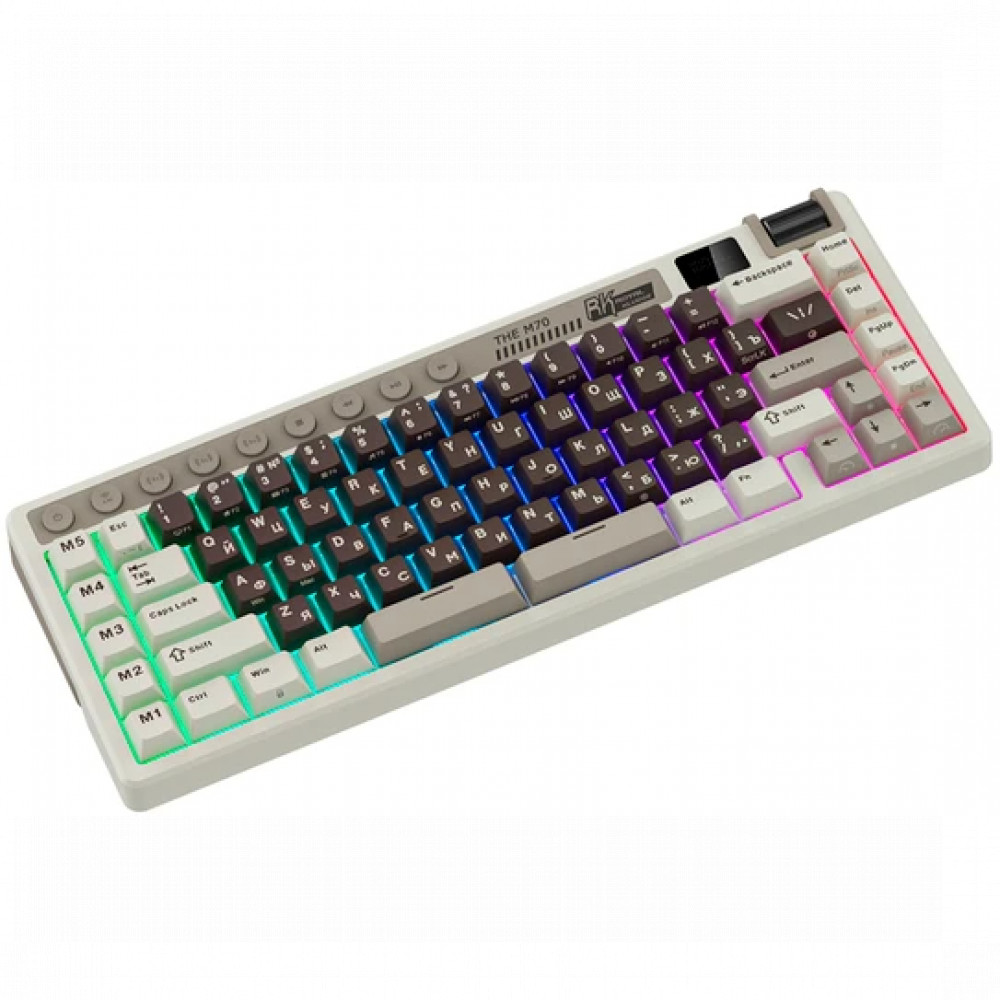 Клавиатура Royal Kludge M70 Mokko Grey (Beige Switch) 6935280827129 Беспроводная, Bluetooth - миниатюра 14