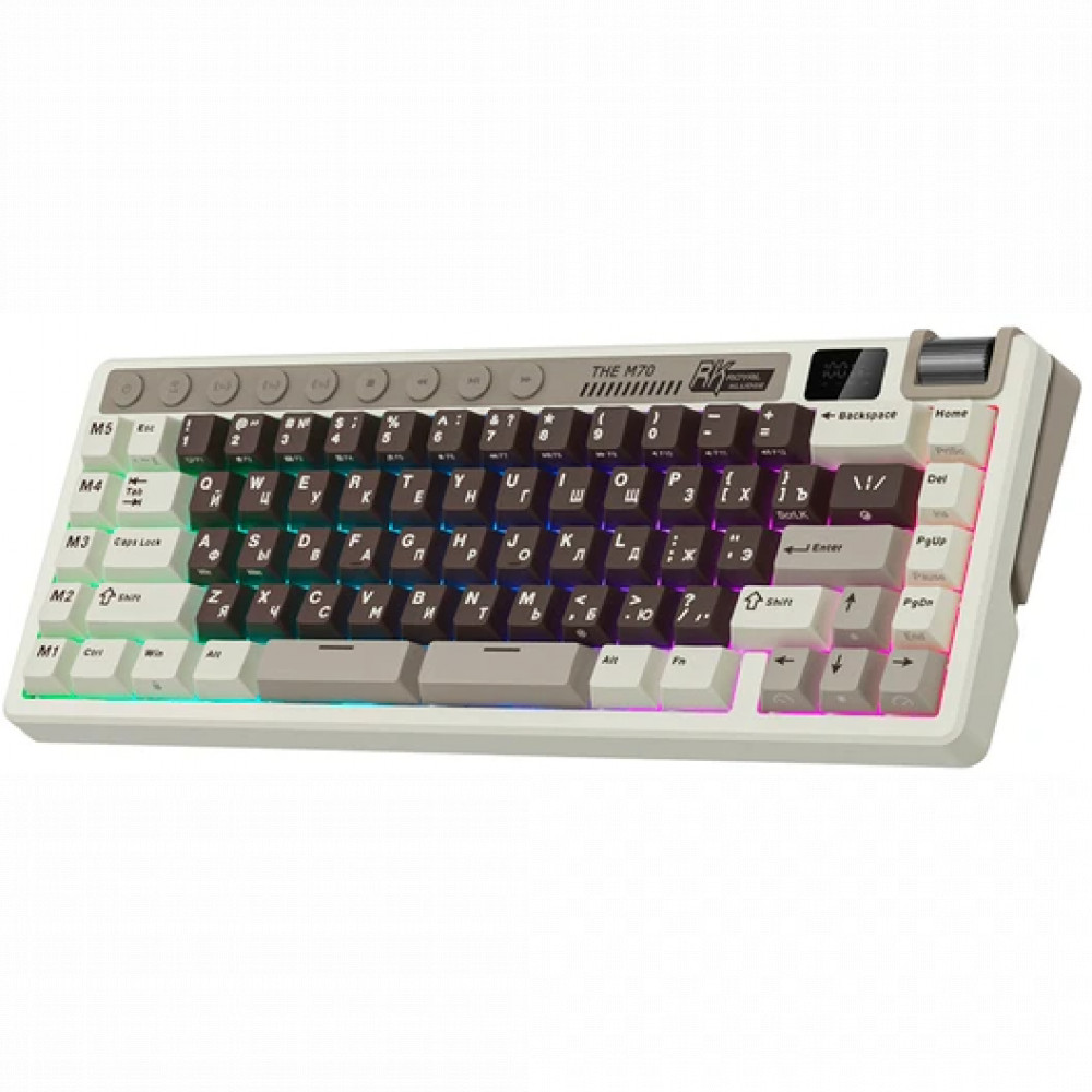 Клавиатура Royal Kludge M70 Mokko Grey (Cream Switch) 6935280827112 Беспроводная, Bluetooth - миниатюра 12