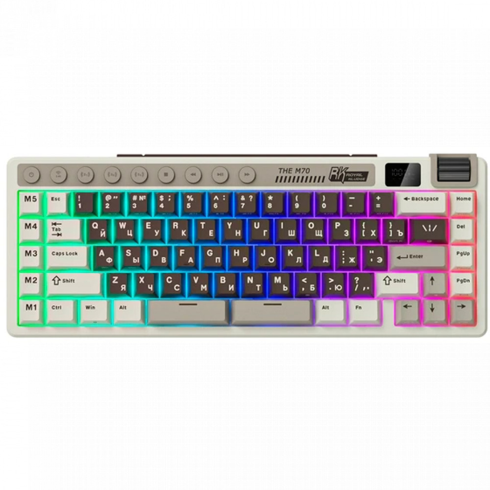 Клавиатура Royal Kludge M70 Mokko Grey (Cream Switch) 6935280827112 Беспроводная, Bluetooth - миниатюра 10