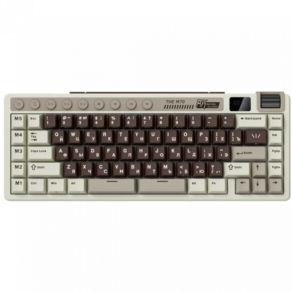 Клавиатура Royal Kludge M70 Mokko Grey (Cream Switch) 6935280827112 Беспроводная, Bluetooth - миниатюра 11