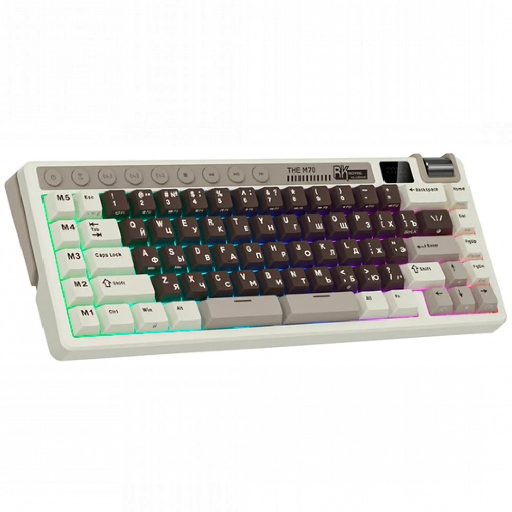 Клавиатура Royal Kludge M70 Mokko Grey (Cream Switch) 6935280827112 Беспроводная, Bluetooth - миниатюра 13
