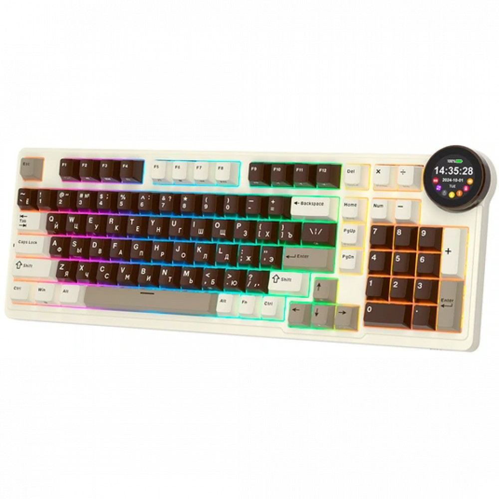 Клавиатура Royal Kludge N99 Mokko Grey (Beige Switch) 6935280828607 Беспроводная, Bluetooth - миниатюра 12