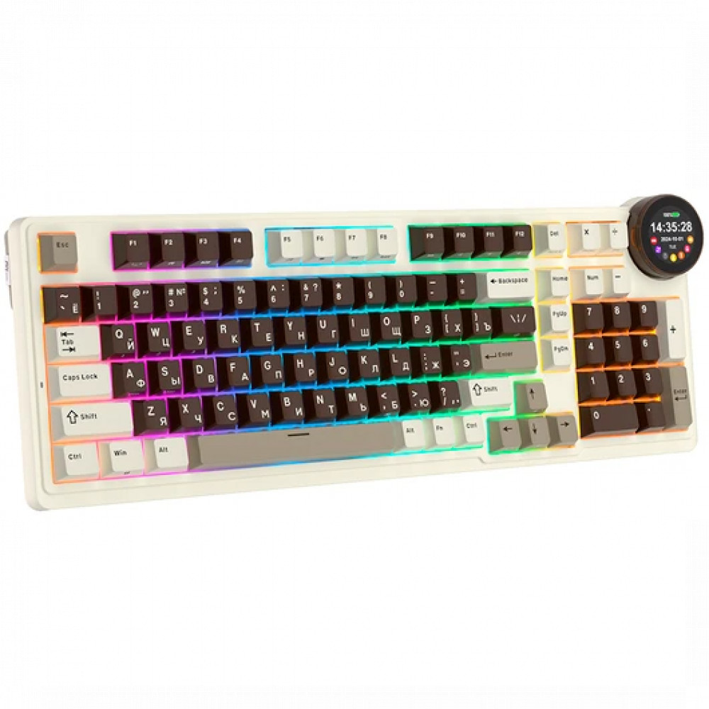 Клавиатура Royal Kludge N99 Mokko Grey (Beige Switch) 6935280828607 Беспроводная, Bluetooth - миниатюра 13