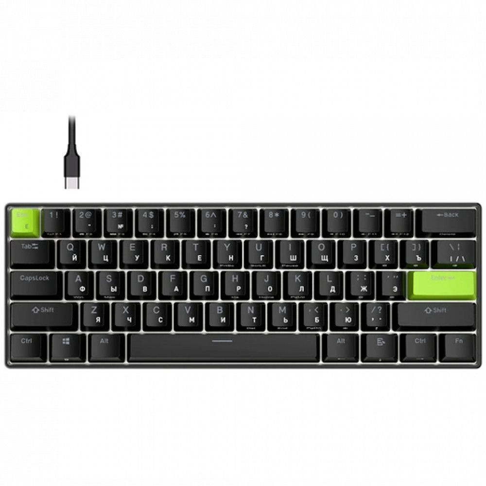 Клавиатура Royal Kludge C61 Black Green (Mint Switch) 6935280827976 Проводная, USB - миниатюра 11