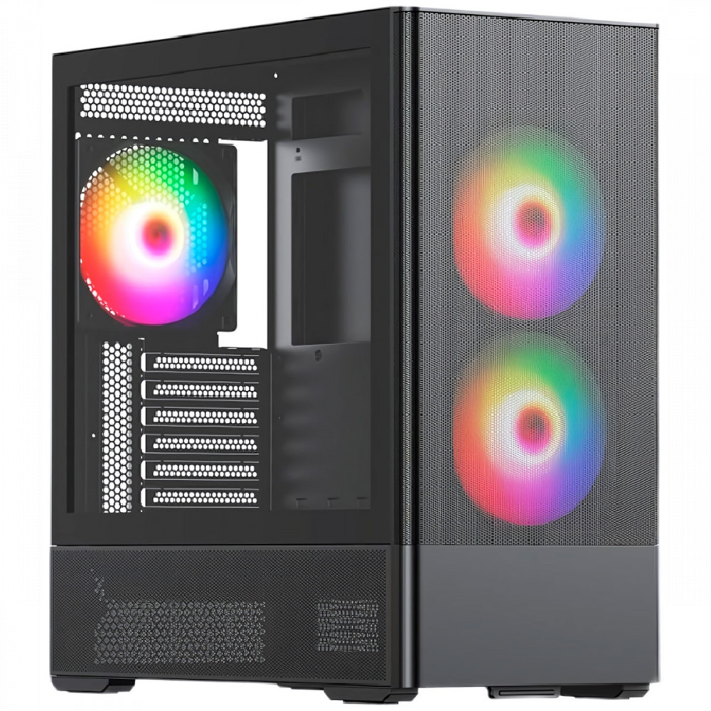 Корпус HSPD M712 Black ARGB M712-TGBK-ARGB Mid-Tower - миниатюра 2