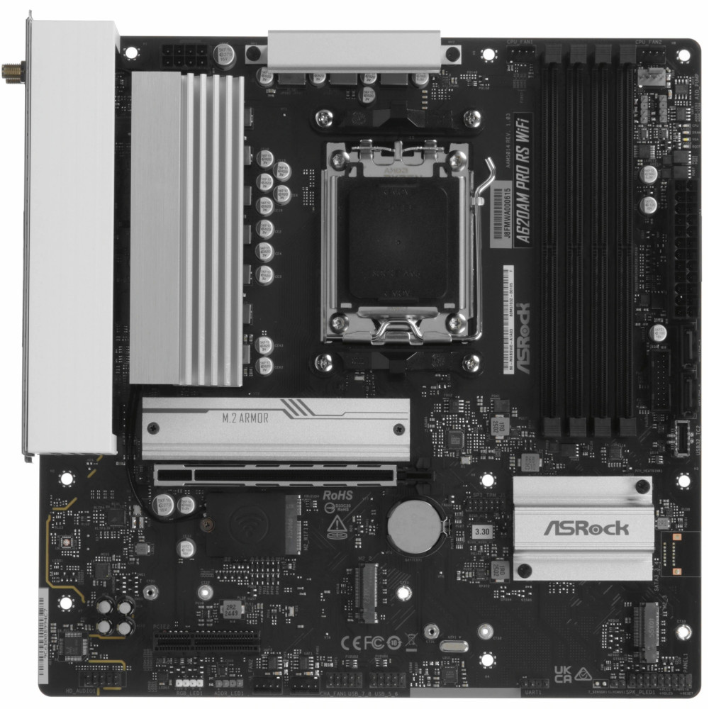 Материнская плата ASRock A620AM PRO RS WIFI Micro-ATX, AMD AM5 - миниатюра 6
