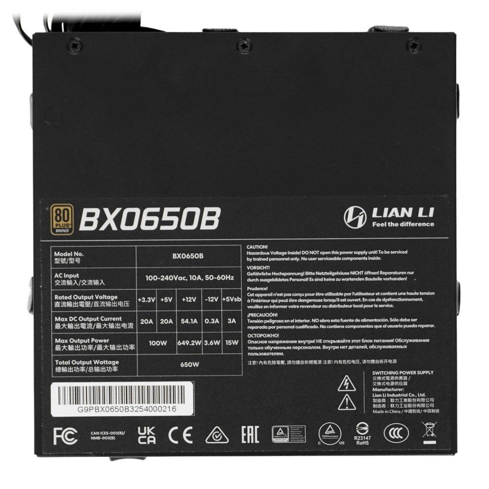 Блок питания Lian Li BX 650B G9P.BX0650B.B000.RU 650 Вт - миниатюра 9