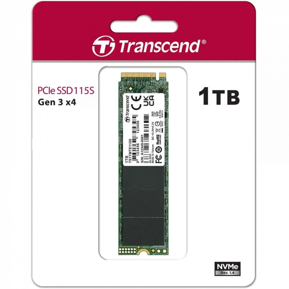 Жесткий диск Transcend MTE115S TS1TMTE115S SSD (твердотельные), 1 ТБ, M.2, PCIe - миниатюра 5